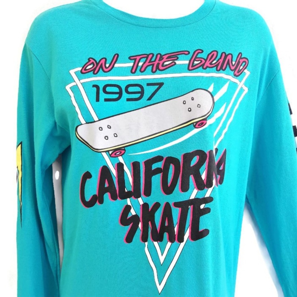 City Streets California Skate Vintage 90s Blue Tee T Shirt Long Sleeves Grind S